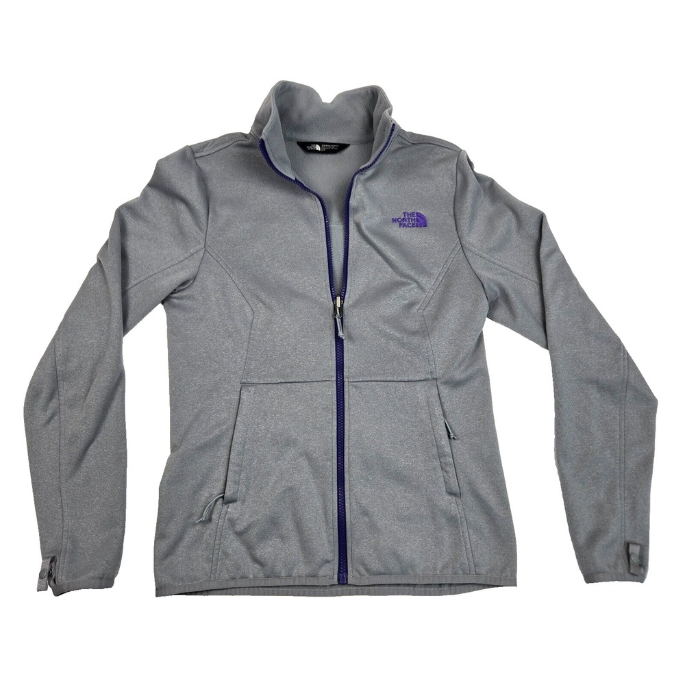North Face‎ Jacket Womens Small Long Sleeve Full Zip Pockets Gray Purple Hiking